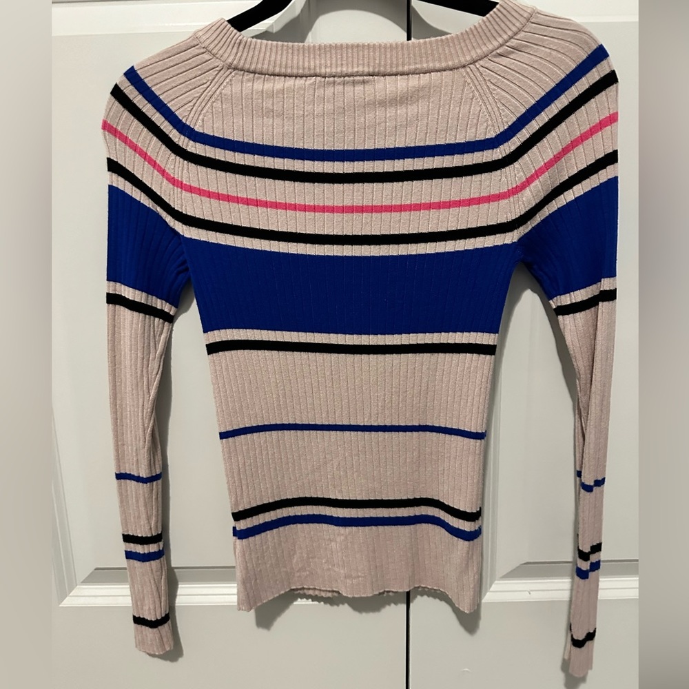 Express Striped Pink Ribbed Sweater - Picture 2 of 3